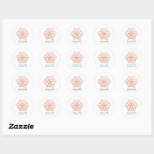 Sticker Rond Voeux de vacances rose Gold Snowflake (Feuille)
