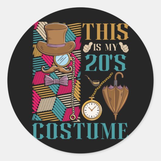 Sticker Rond Voici 20s Costume Roaring Outfit 1920 Années 20 P (Devant)