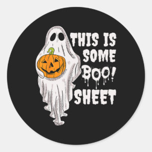 Sticker Rond Voici Bosheet Ghost Retro Halloween Costume Me