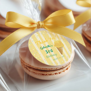 Sticker Rond Voici la fête d'anniversaire de glace pour enfants