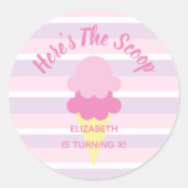 Sticker Rond Voici l'anniversaire d'été de la crème glacée Scoo (Devant)