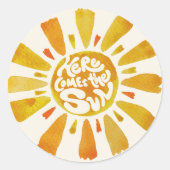 Sticker Rond Voici L'Aquarelle Du Baby shower Soleil (Devant)