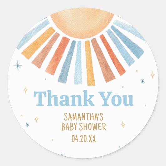 Sticker Rond Voici le Baby shower du Fils (Devant)
