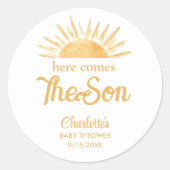 Sticker Rond Voici Le Baby shower Fils (Devant)