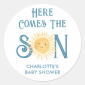 Sticker Rond Voici Le Baby shower Fils (Devant)