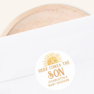 Sticker Rond Voici Le Baby shower Fils