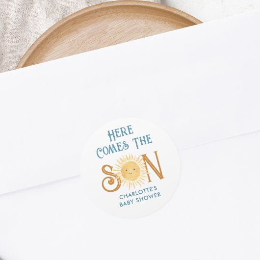 Sticker Rond Voici Le Baby shower Fils