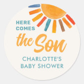 Sticker Rond Voici Le Baby shower Fils (Devant)