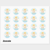 Sticker Rond Voici Le Baby shower Fils (Feuille)