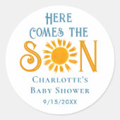 Sticker Rond Voici Le Baby shower Son (Devant)