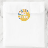 Sticker Rond Voici le Baby shower Son (Sac)