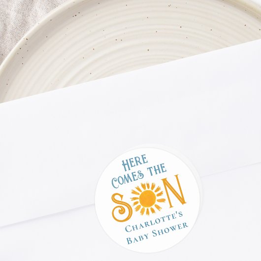 Sticker Rond Voici Le Baby shower Son