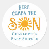 Sticker Rond Voici Le Baby shower Son (Devant)
