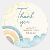 Sticker Rond Voici Le Baby shower Son Retro (Devant)