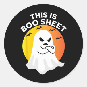 Sticker Rond Voici Le Costume D'Halloween Ghost Retro En Feuill