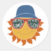 Sticker Rond Voici le Fils Baby Boy Shower (Devant)