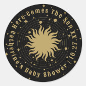 Sticker Rond Voici Le Fils | Baby shower céleste (Devant)