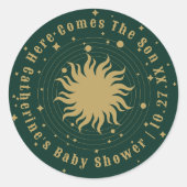 Sticker Rond Voici Le Fils | Baby shower céleste (Devant)