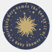 Sticker Rond Voici Le Fils | Baby shower céleste (Devant)