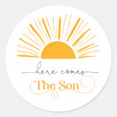 Sticker Rond Voici le fils baby shower merci (Devant)