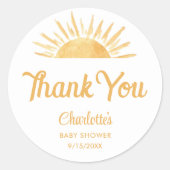 Sticker Rond Voici Le Fils Baby shower Merci (Devant)