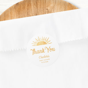 Sticker Rond Voici Le Fils Baby shower Merci