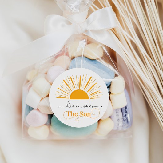 Sticker Rond Voici le fils baby shower merci