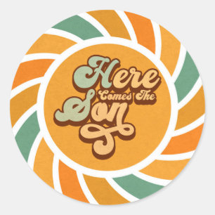 Sticker Rond Voici Le Son Sunshine Super Cute Retro