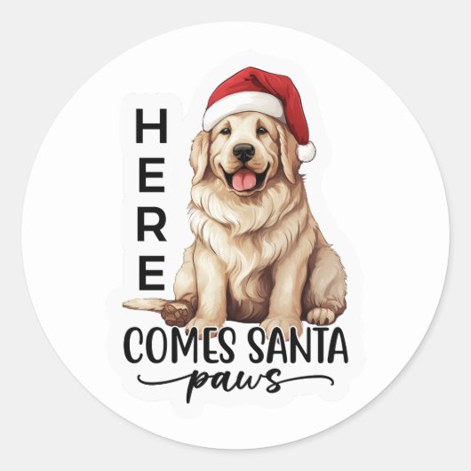 Sticker Rond Voici les pattes Père Noël (Devant)
