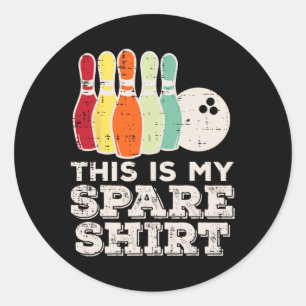 Sticker Rond Voici Mon Chemise De Rechange De Bowling Rétro Bow