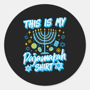 Sticker Rond Voici Mon Pajamakah Hanoukka Menorah Bougies Funn