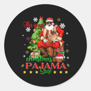 Sticker Rond Voici mon pyjama de Noël Noir Africain-Américain