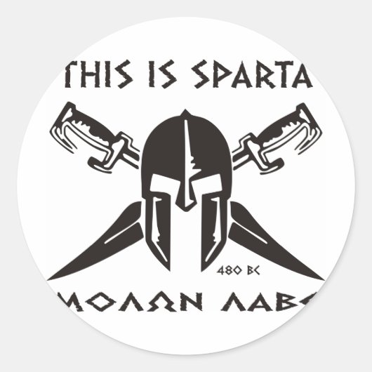 Sticker Rond Voici Sparta - Molon Lave - Noir (Devant)