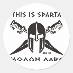 Sticker Rond Voici Sparta - Molon Lave - Noir