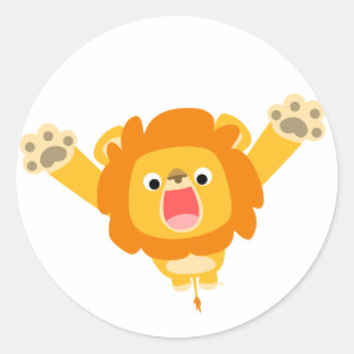 Sticker Rond Voici Trouble (mignon dessin animé Lion) autocolla