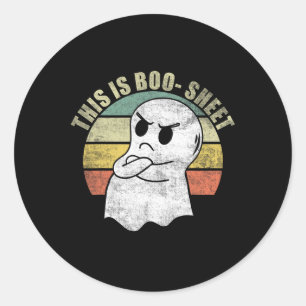 Sticker Rond Voici Un Costume D'Halloween Fantôme En Boo-Feuill