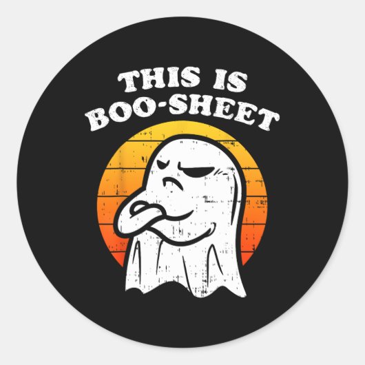 Sticker Rond Voici un peu de Boo-Sheet Ghost Retro Funny Hallow (Devant)