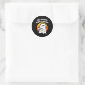 Sticker Rond Voici un peu de Bosheet Ghost Retro Funny Hallowee (Sac)