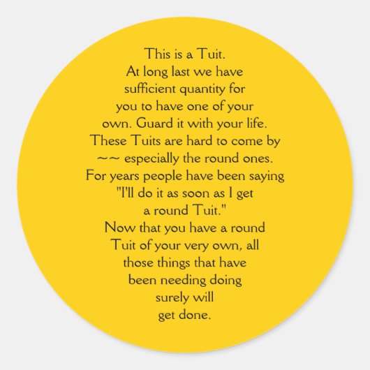 Sticker Rond Voici un Tuit. (Devant)