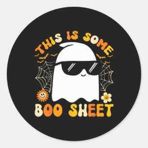 Sticker Rond Voici Une Feuille De Boite Halloween Ghost Funny C