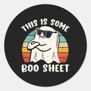 Sticker Rond Voici Une Feuille De Boite Halloween Ghost Funny C