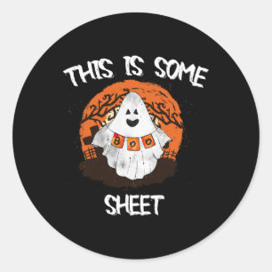 Sticker Rond Voici Une Feuille De Boite Halloween Ghost Funny C