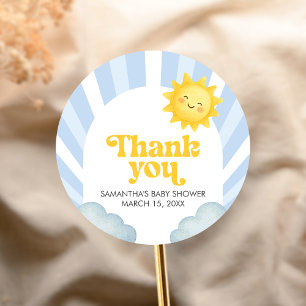 Sticker Rond Voici venir le fils Baby Shower