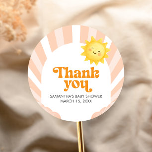 Sticker Rond Voici venir le soleil Baby Shower