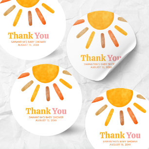 Sticker Rond Voici venir le soleil Baby Shower