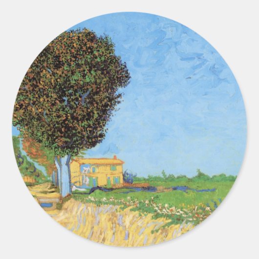 Sticker Rond Voie près d'Arles par Vincent van Gogh (Devant)