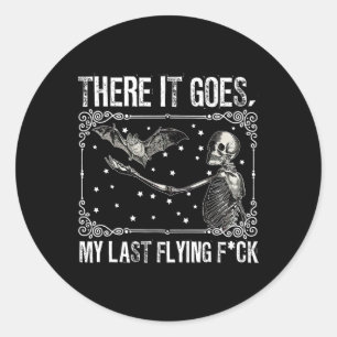 Sticker Rond Voilà Mon Dernier Flying Fck Skeleton Drôle Ha