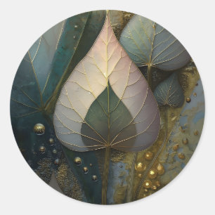 Sticker Rond Voile de feuilles conception botanique
