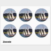 Sticker Rond Voile En Newport, Rhode Island, États-Unis (Feuille)
