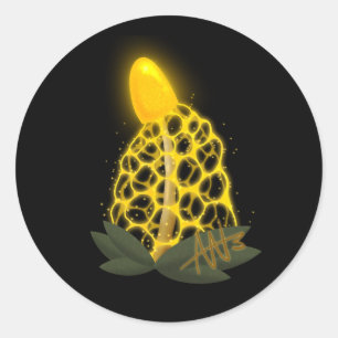 Sticker Rond Voile nuptiale magique Champignon jaune étincelant